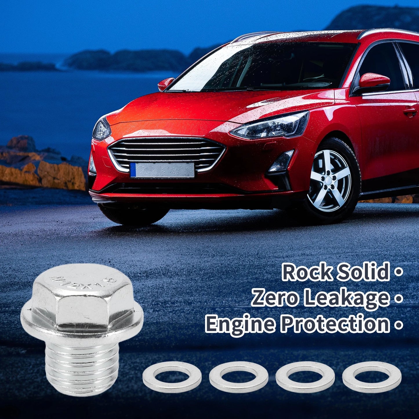 Oil Drain Plug M12x1.5, 0.73" Height with Gasket for Car, Motorcycle