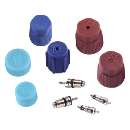 10pcs A/C System Cap & Valve Cores Rapid Seal Kit for Air Conditioning