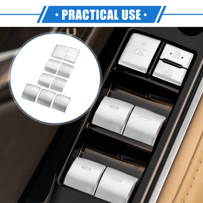 10 x Car Window Switch Button Covers for Toyota Highlander (2020-2022) Silver
