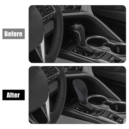 Black Faux Leather Gear Shift Knob Cover for Nissan Rogue Sport (2017-2022)