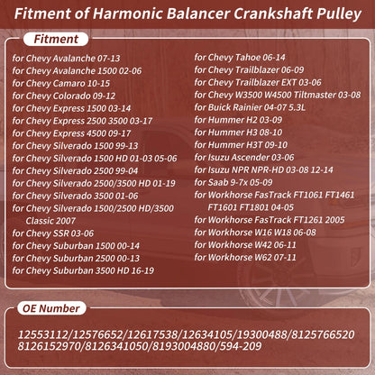 Harmonic Balancer Crankshaft Pulley for Chevy Buick Hummer