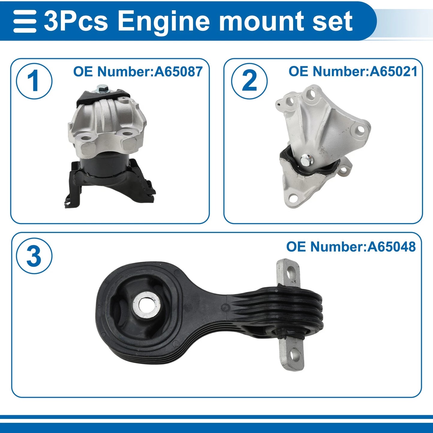 3 Pcs Engine Motor Mounts for Honda Civic (2012-2015)