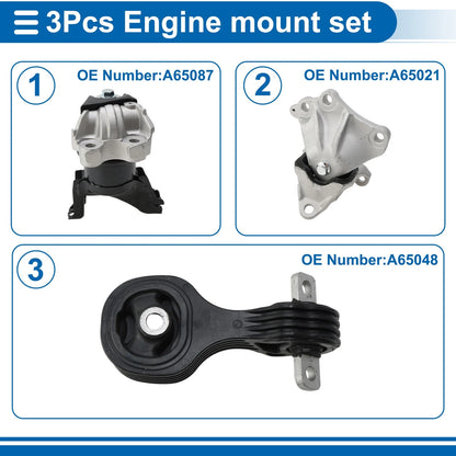 3 Pcs Engine Motor Mounts for Honda Civic (2012-2015)