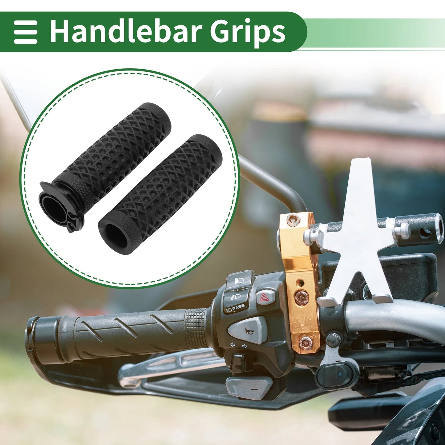 7/8 22mm Hand Grips Cover TPU Black for Motorcycle