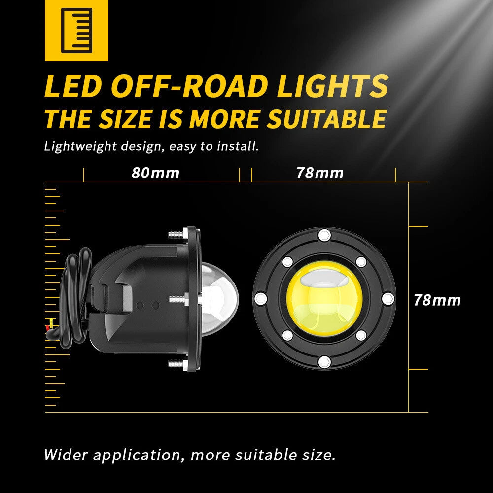 3" 8D Lens LED Working Light for Car UTV ATV - Flush Mount Fog Lamp