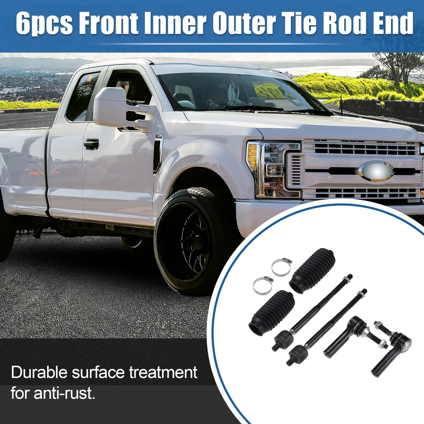 6pcs Tie Rod End Links for Ford Taurus (2013-2017)