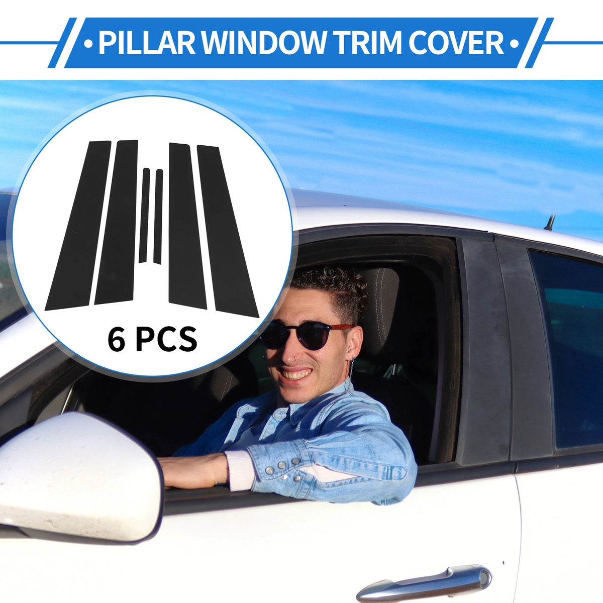 6 Pcs Door Pillar Window Trim for Kia Forte K3 (2014-2018) Black