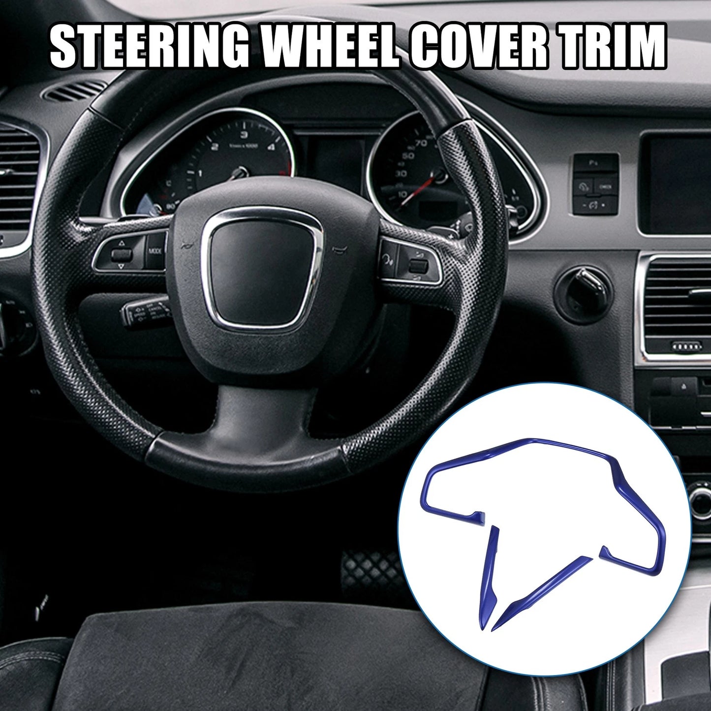 3 x Car Steering Wheel Cover Trim for Honda Civic (2016-2021) Blue