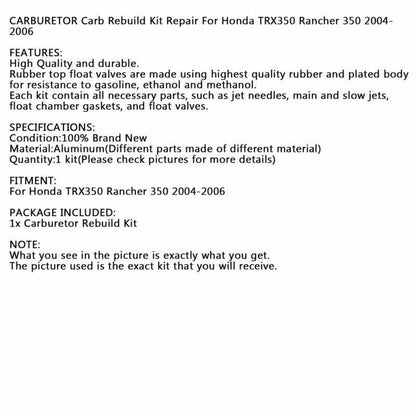 Carburetor Repair Kit for Honda TRX350 Rancher 350 (2004-2006)