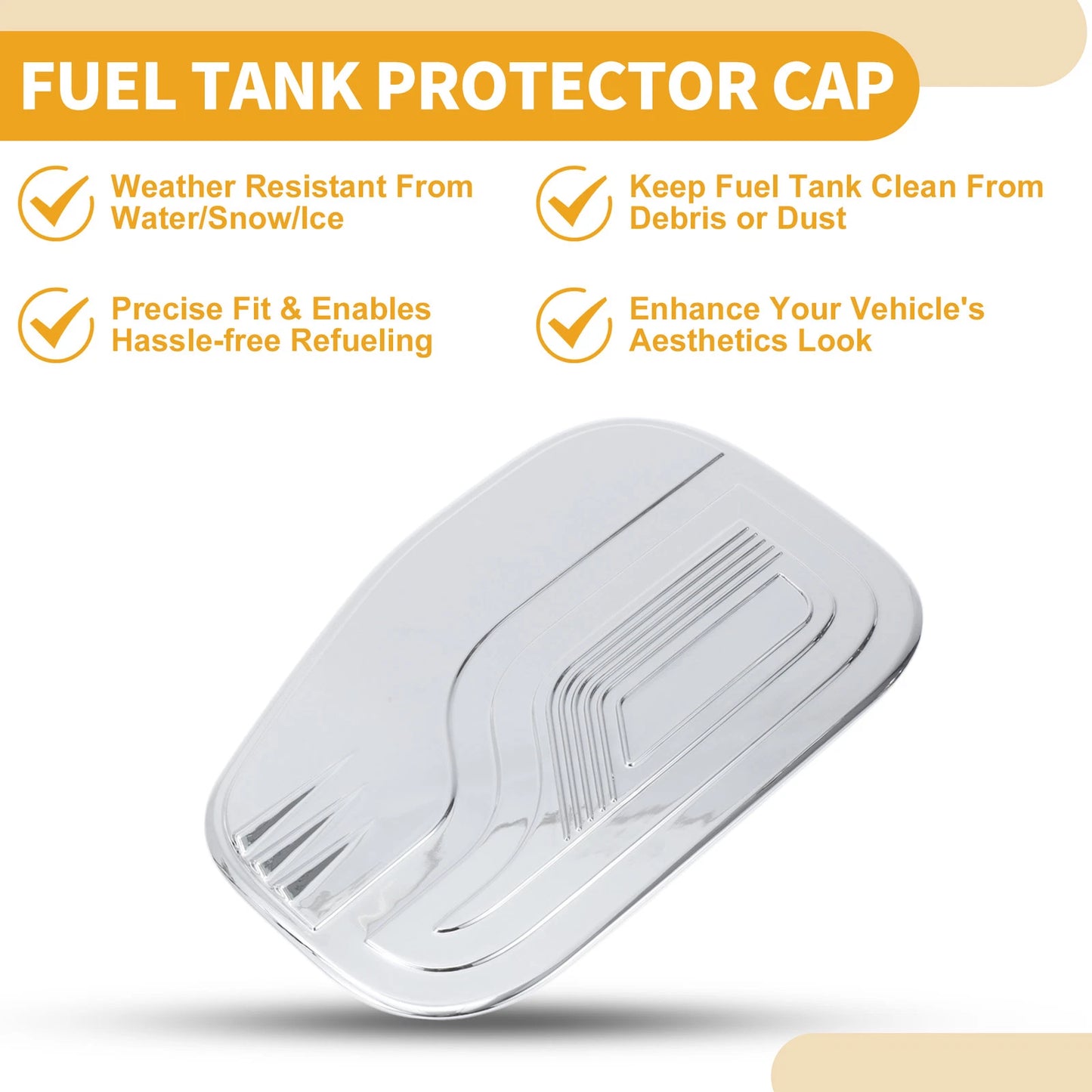 Fuel Tank Door Cap for Ford Ranger 2023-2025 Gas Tank Flap Chrome Silver Tone