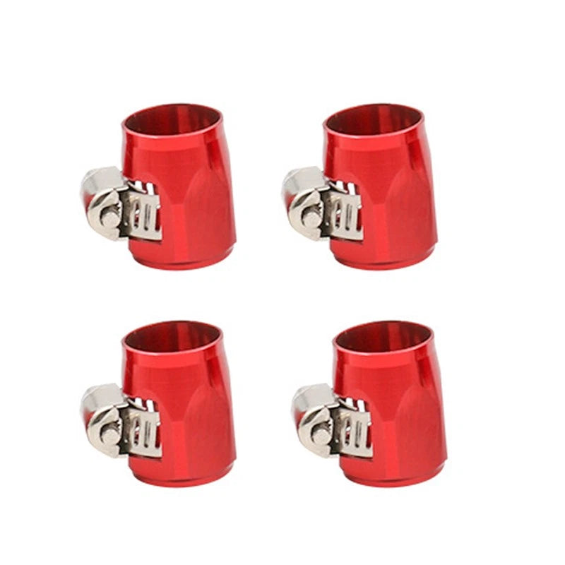 4 x Red AN6 Fuel Hose Line End Cover Clamp Adapter Fitting for Universal
