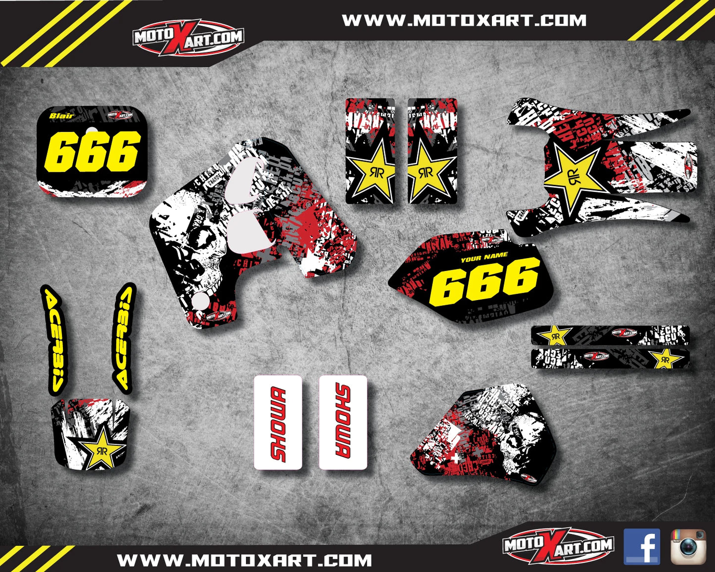 Full Custom Graphic Kit for Honda CR 80 (1993-1995) - GRAFFITI Style Decals