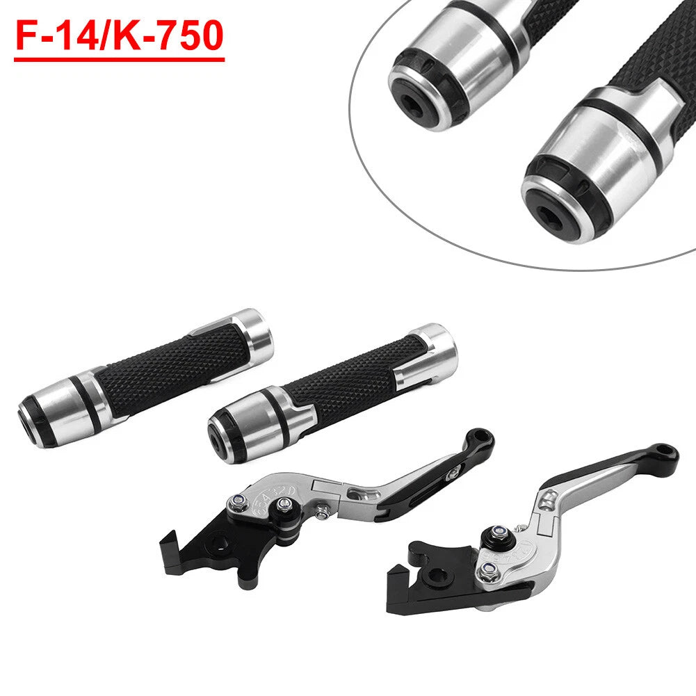 Silver Adjustable Brake Clutch Lever Grip Set for Kawasaki ER6F ER6N (2006-2016)