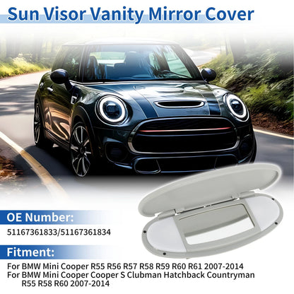 Sun Visor Vanity Mirror Cover for BMW Mini Cooper R55 R56 (2007-2013) Gray