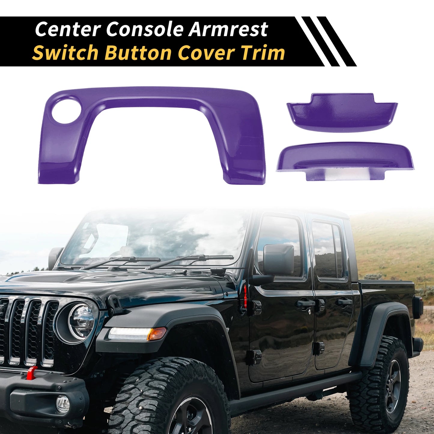 Console Armrest Switch Button Cover for Jeep Wrangler JL JLU (2018-2024) Purple