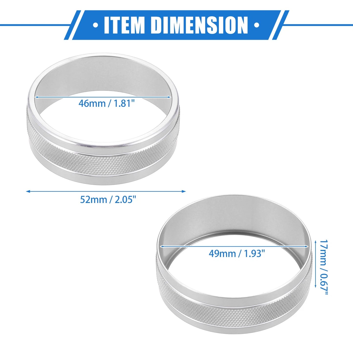 3 x Car AC Switch Knob Cover Rings for Jeep Wrangler JK JKU (2011-2018) Silver