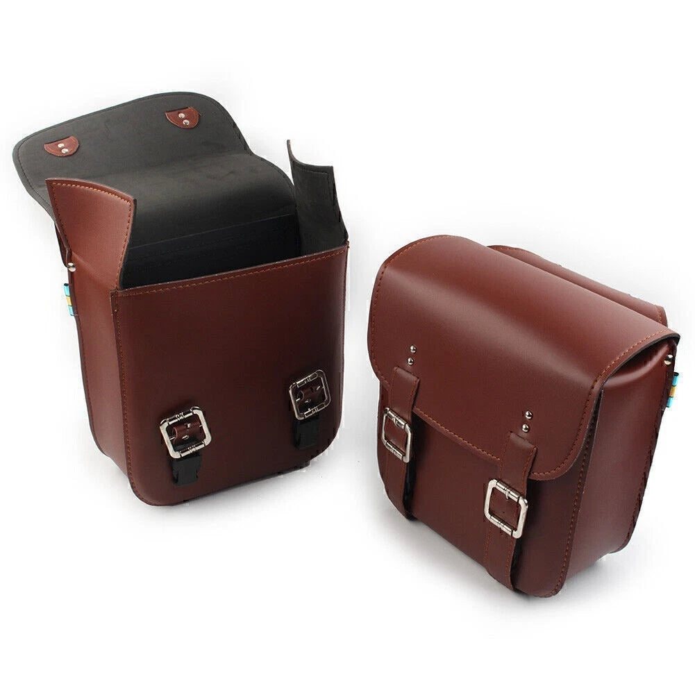 Brown Leather Side Saddle Bags for Harley Sportster XL883/1200 (2004-2023)