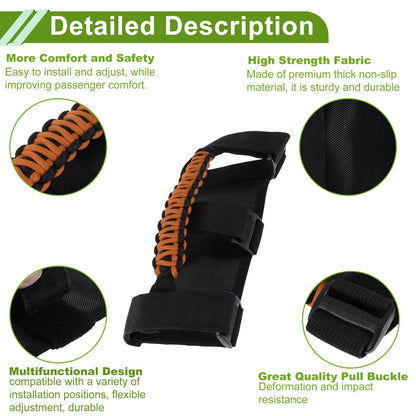 Roll Bar Grab Handles for Jeep Wrangler 1955-2023 - 2 x Orange Covers