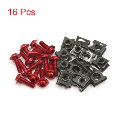 16Pcs 6mm Thread Dia Hexagon Bolts Screws Rivet Clip for Motorcycle