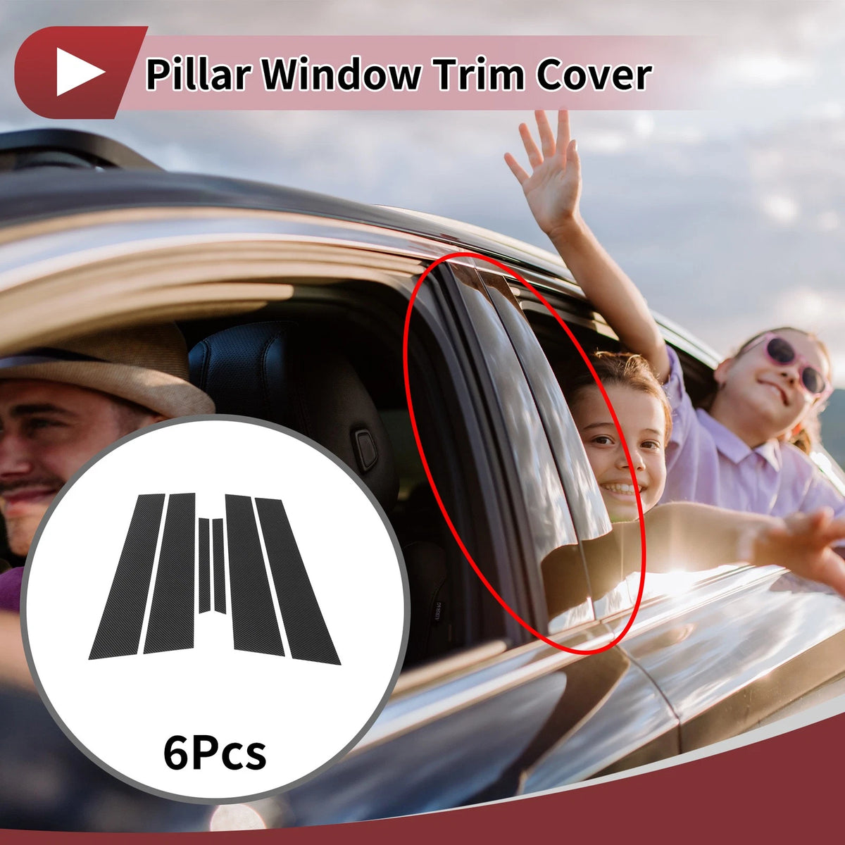 Carbon Fiber Black Door Pillar Window Trim for Ford Mercury Milan (2010-2012)