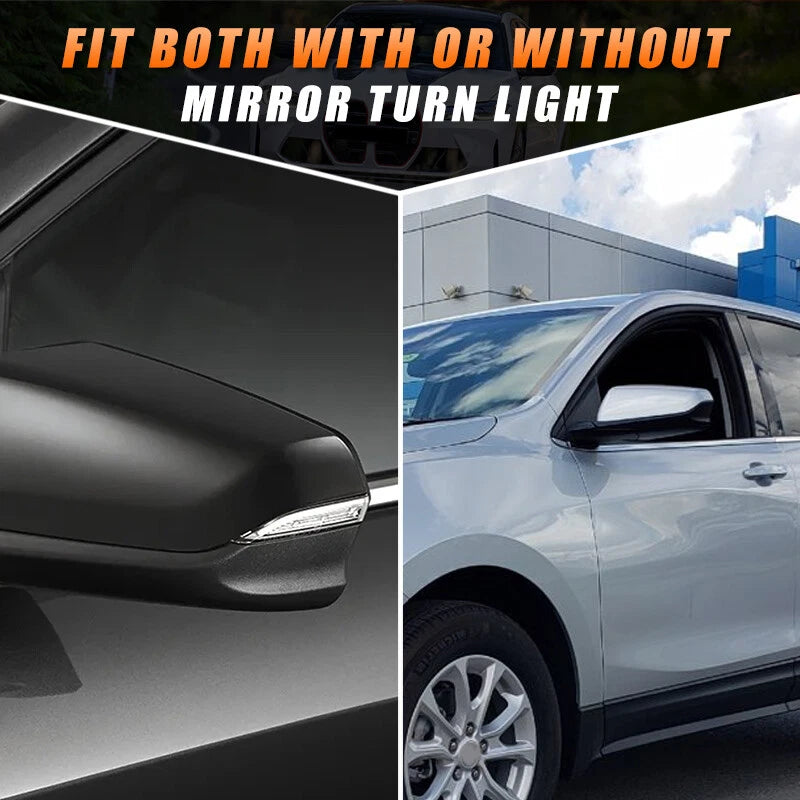 Heated Gloss Black Rearview Mirror Cover Cap for Chevy Equinox Terrain (2018-2023)