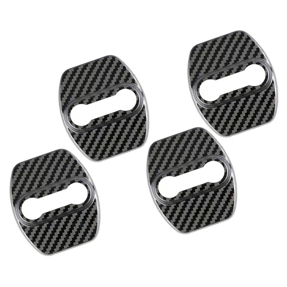 4 x Carbon Fiber Black Door Lock Striker Covers for Kia GT (2018-2023)