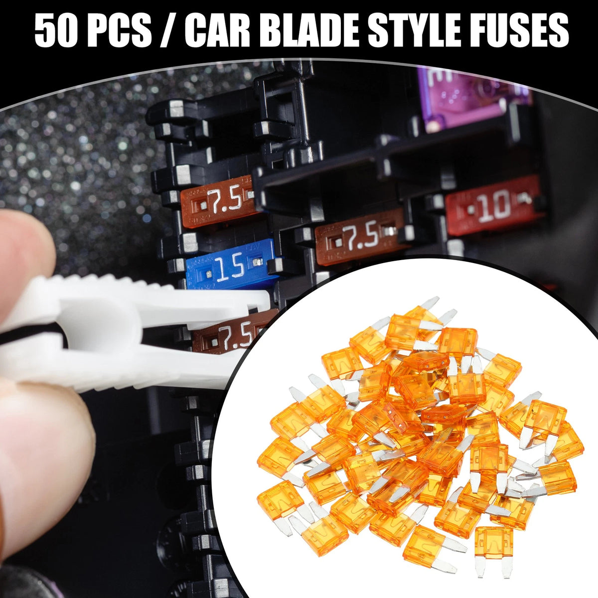 50 Pcs Mini 5AMP APM/ATM Blade Fuses for Car Short Circuit Protection