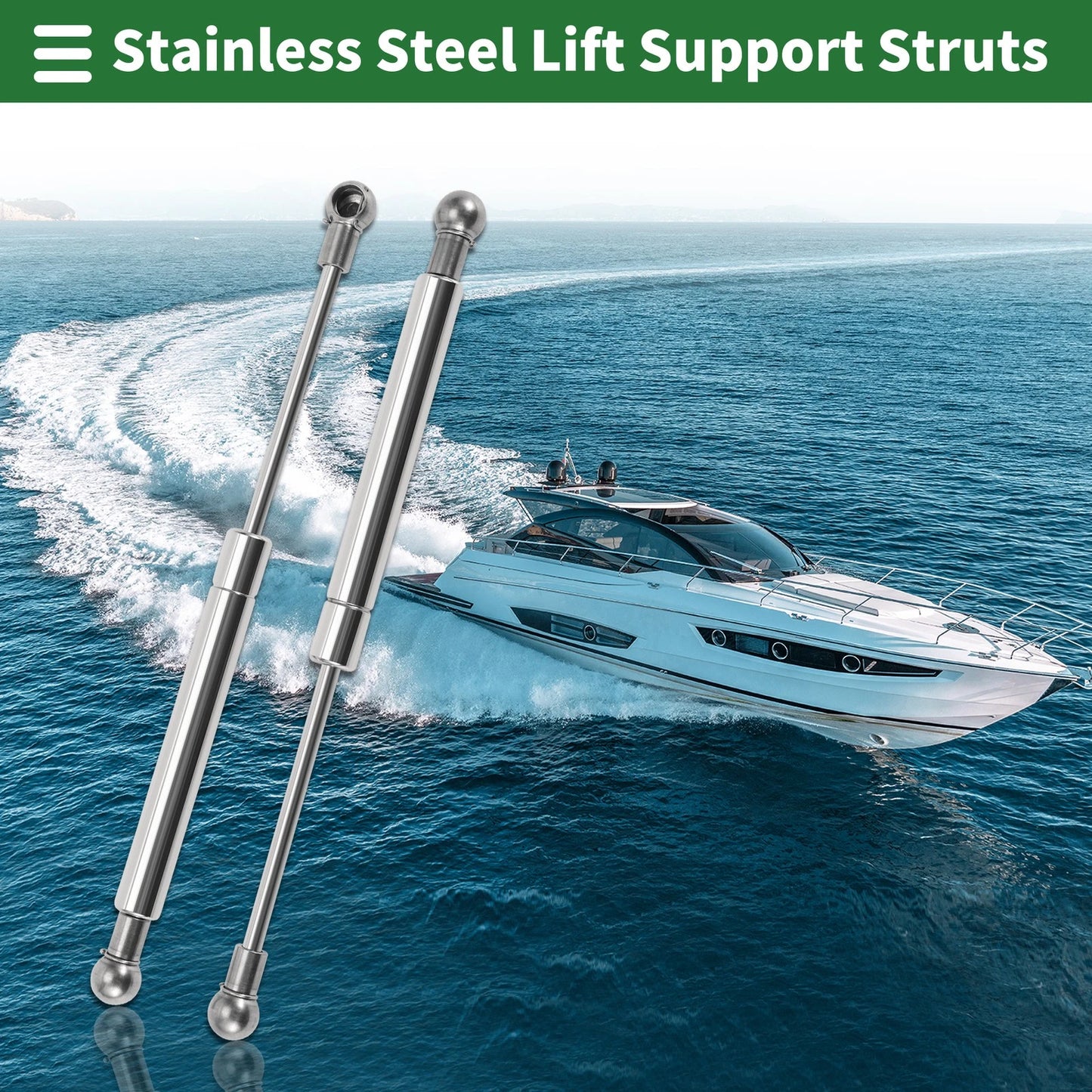 Gas Struts / 2 x 10inch / Marine Stainless Steel Gas Springs for Boats