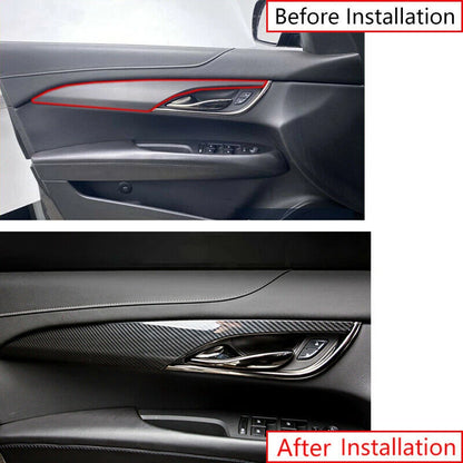 4 x Carbon Fiber Interior Door Panel Cover Trim for Cadillac ATS (2013–2019)