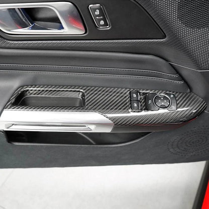 Dry Carbon Fiber Window Lift Switch Panel Cover Trim for Ford Mustang 2024