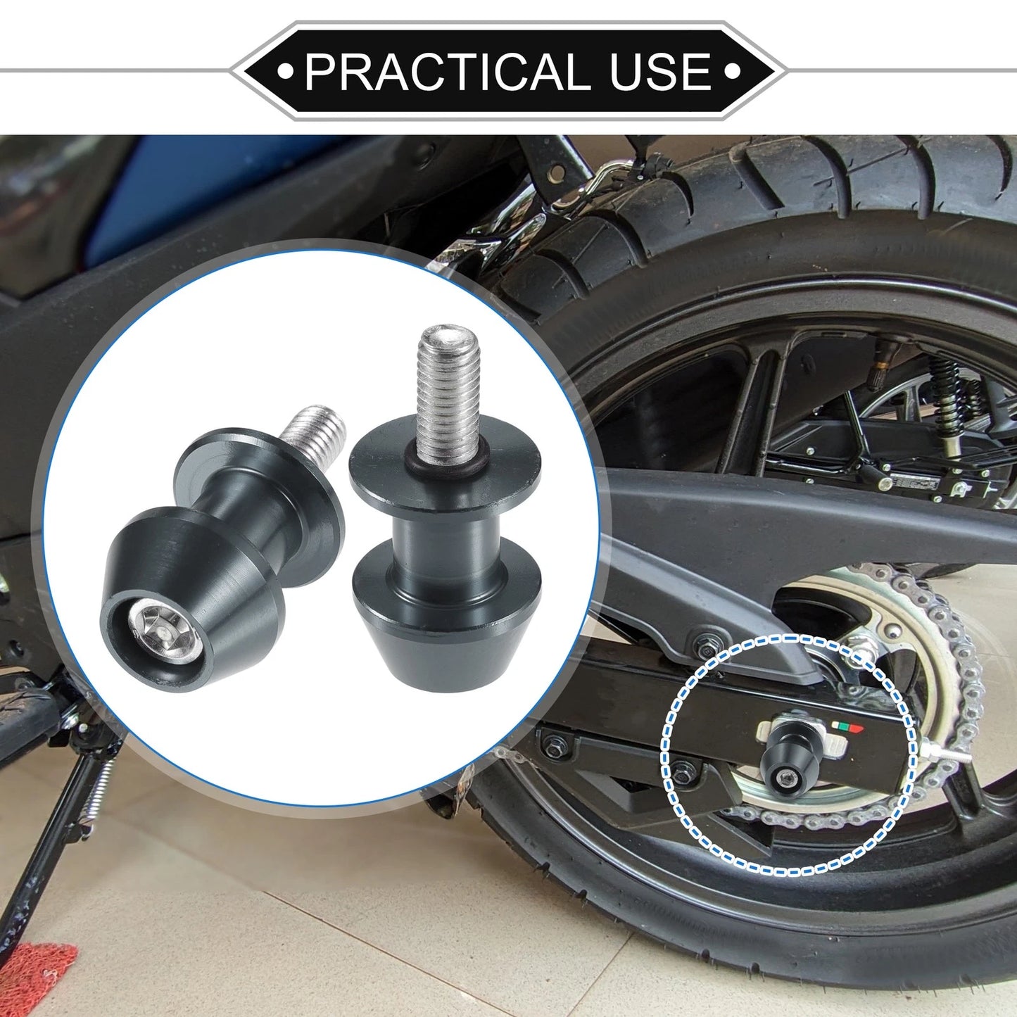 1 Pair Swingarm Spools 8mm CNC Swing Arm Sliders Titanium Tone for Motorbike