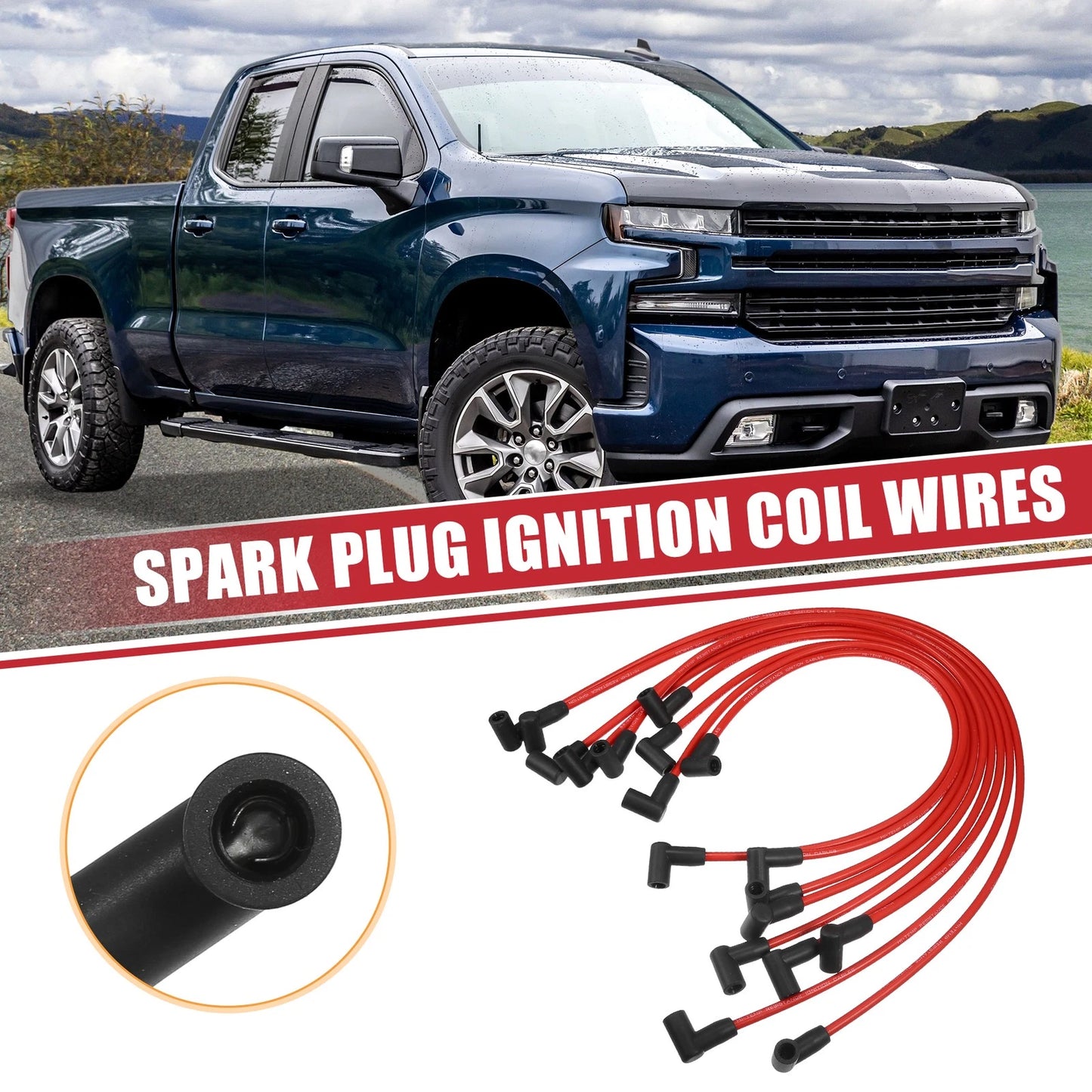 9 Pcs Spark Plug Wire Ignition Coil Cable for Chevrolet SBC BBC Engines