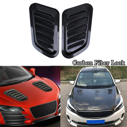 Carbon Fiber Style Air Flow Intake Hood Scoop Vent Cover for Car Decor
