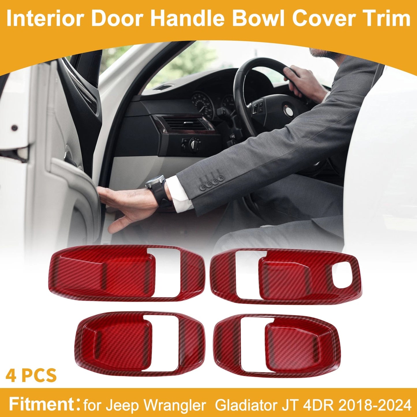 Interior Door Handle Bowl Cover for Jeep Wrangler Gladiator (2018-2024)