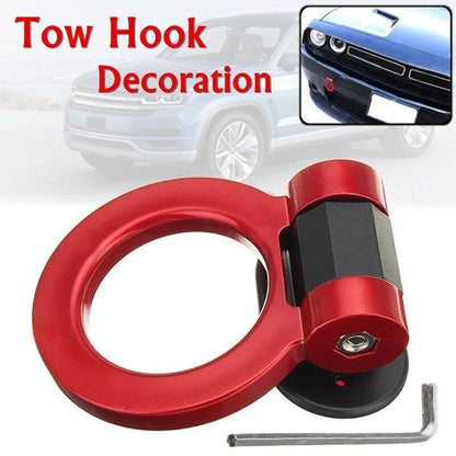 Fake Racing Tow Hook Ring for Car Trailer SUV Front Rear Bumper Decoration Red