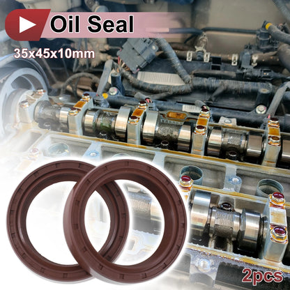 Oil Seal 2 x 35x45x10mm Rotary Shaft Seal FKM Rubber Brown for Make Model