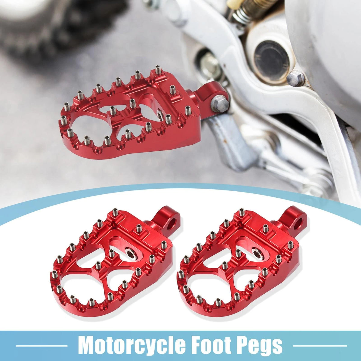 1 Pair Wide Foot Peg 360 Degree Rotating Aluminum Alloy Footpeg Red