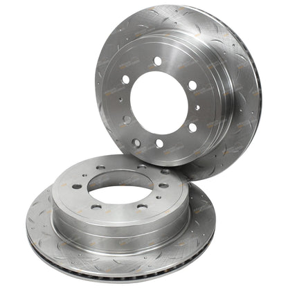 2 x Rear Disc Rotors + Brake Pad Set for Toyota Prado (1996–2009)