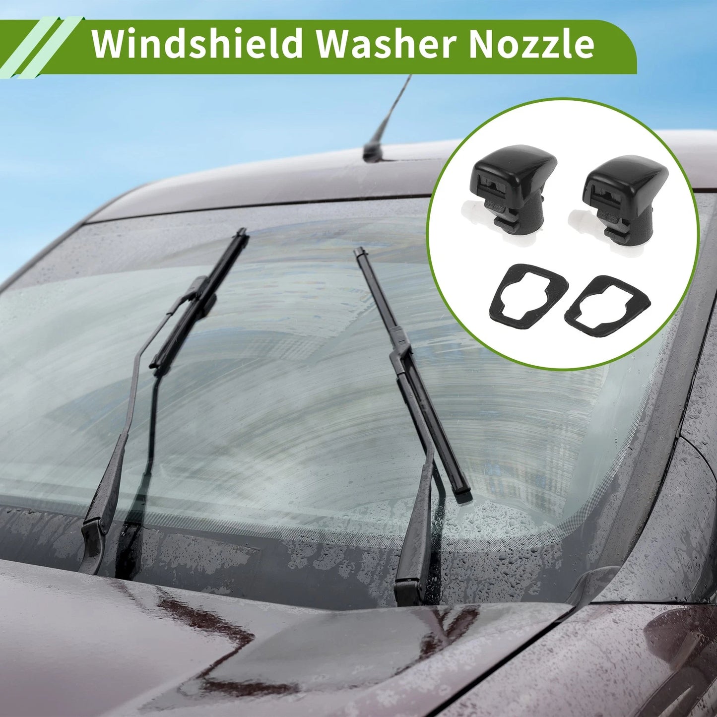 Windshield Washer Nozzle 2 x for Jeep Cherokee (2014-2017) Black