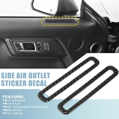2 x Carbon Fiber Side Air Outlet Sticker Trim for Ford Mustang (2015-2020)