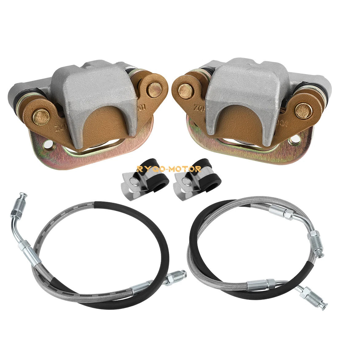 2 x Front Brake Calipers & Hose Lines for Polaris Trail Boss 250 (1988–1991)