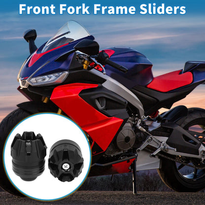 Frame Sliders / 2 x / Front Fork Protection Plastic Black for Motorcycle