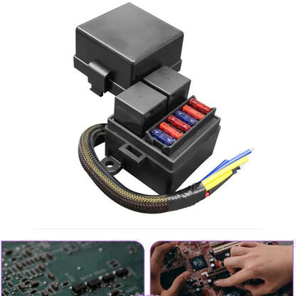 Prewired Fuse Relay Box 2 x 80A Relays + 6 Fuse Brackets for Cars