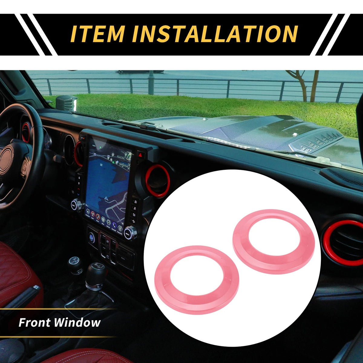 A Pillar Speaker Ring Cover Trim for Jeep Wrangler JK (2007-2014) Pink
