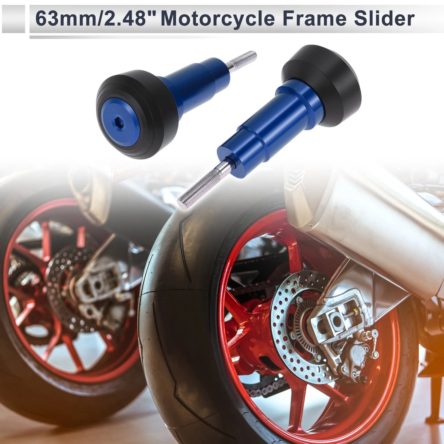 1.1" Aluminum Alloy Plastic Motorcycle Slider Frame 2 x Blue for Motorcycle
