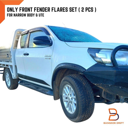 Front Set Slim Matte Black Fender Flares for Toyota Hilux Revo (2015-2020)