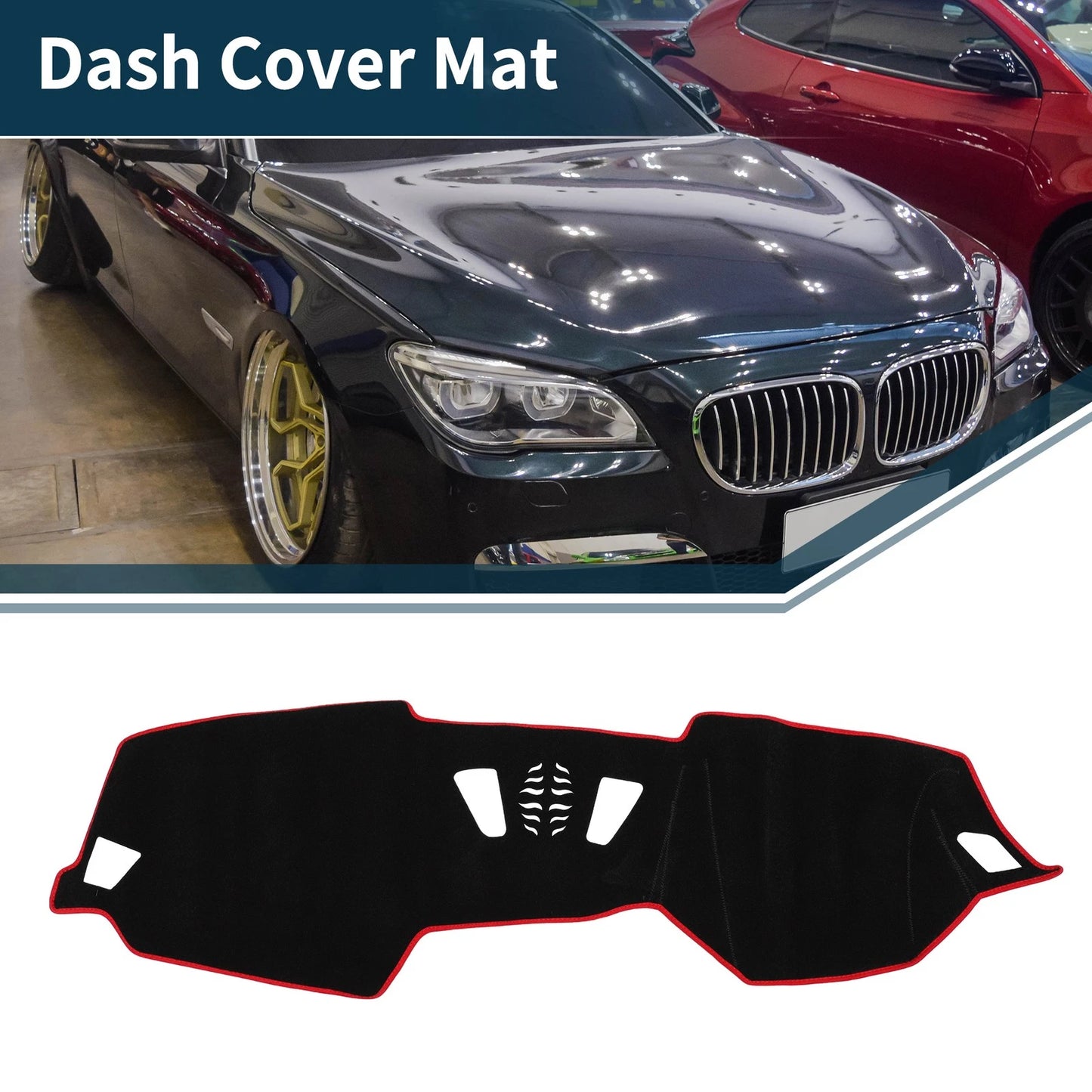 Dashboard Cover Mat for BMW 4 Series (2021) - Sun Protector Pad Black Red
