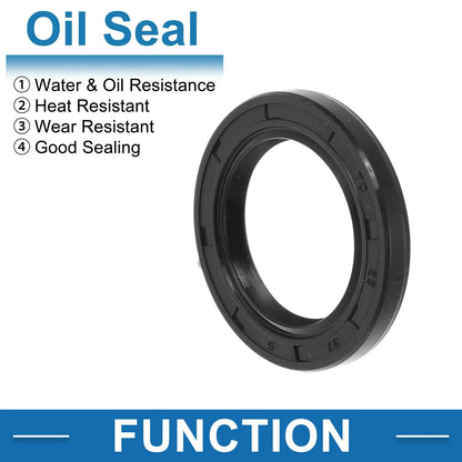 Oil Seal 25x37x5mm Nitrile Rubber Black 5 Pcs for Rotary Shaft Seal