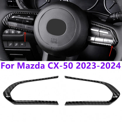 2 x Carbon Fiber Steering Wheel Button Trim Cover for Mazda CX-50 (2023–2024)