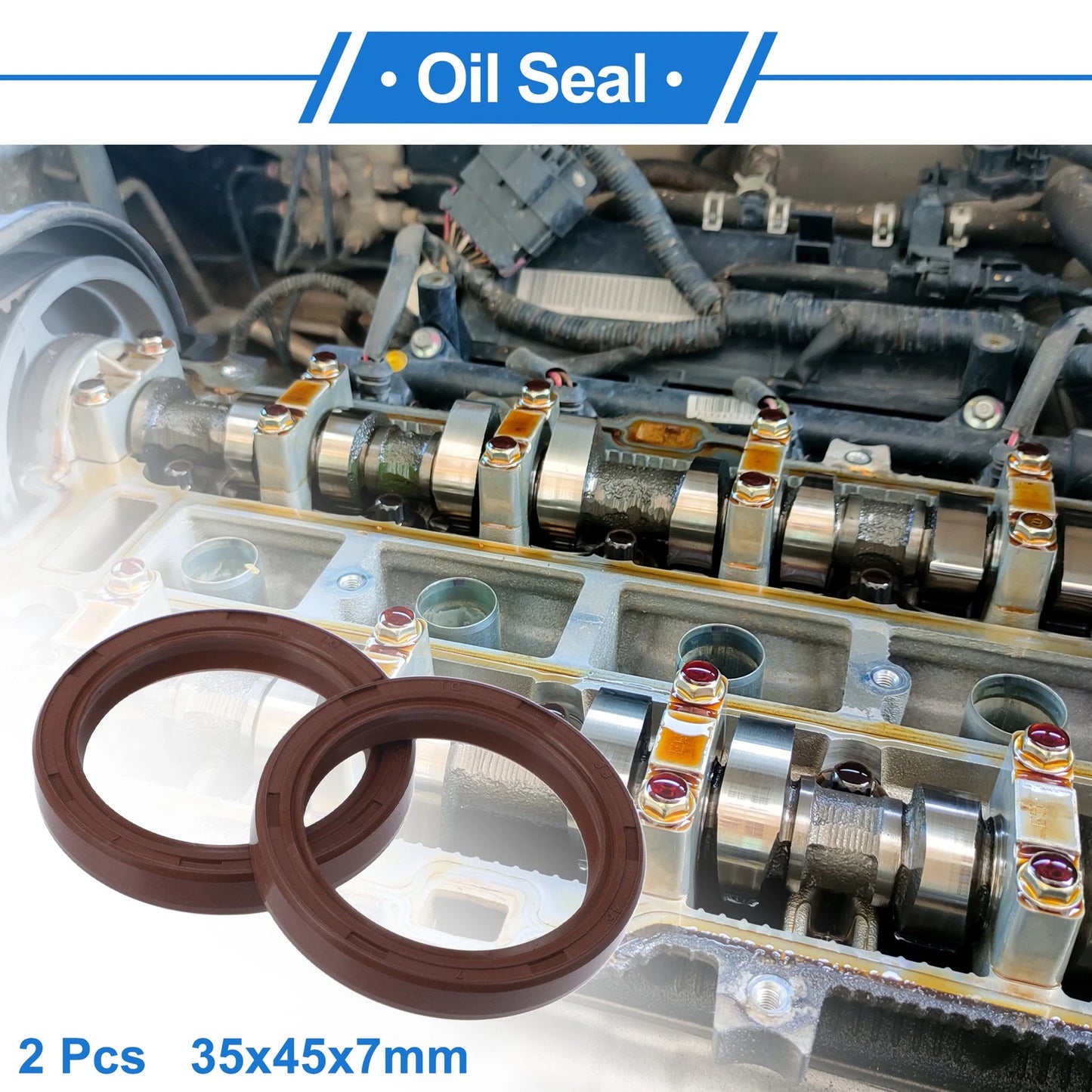 Oil Seal / 35x45x7mm / Rotary Seal FKM Rubber Brown 2 x for Make Model